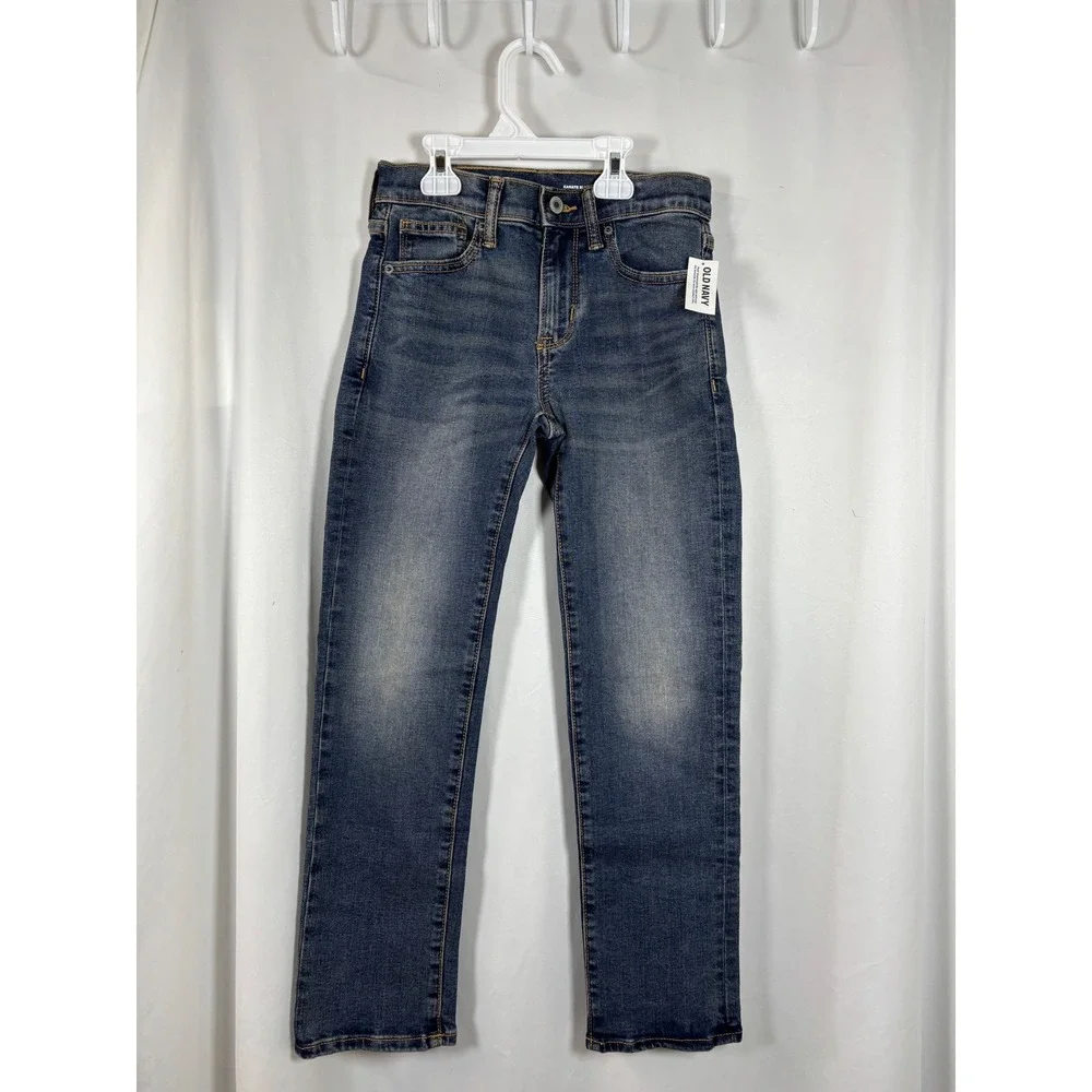 Old Navy Boys Karate Slim Built-In Tough Jeans Dark Wash 360 Stretch Size 10 NWT